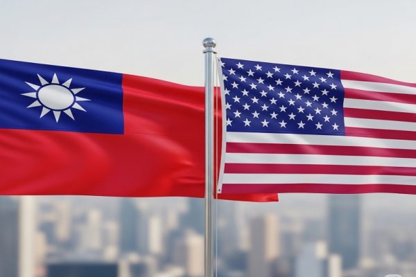 圖為中華民國國旗與美國國旗。（Gemini製圖）