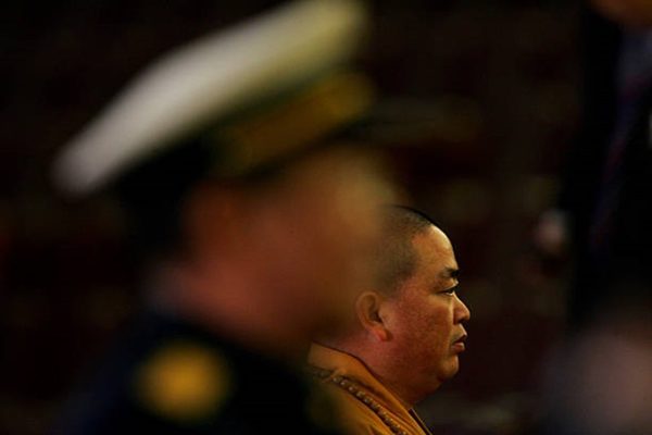 少林寺方丈釋永信2008年3月8日在人民大會堂出席全國人民代表大會。（Feng Li/Getty Images）