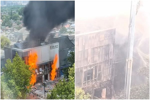 2025年5月29日，山东济南泉城路的「壹私行」建筑发生爆炸，官方称事件造成5伤1失踪。（网络撷图）