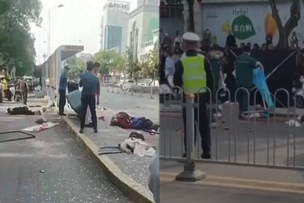 山东私家车撞上公交站，传至少7死。（视频撷图／看传媒合成）