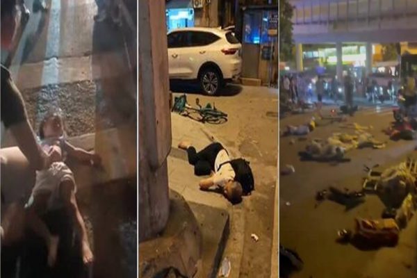 2025年9月2日，廣州市有一輛汽車「獻忠式」衝撞，死傷滿地。（視頻擷圖）
