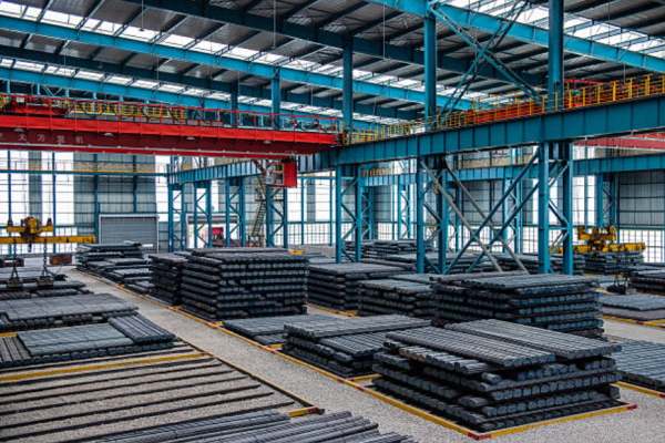 中國江蘇省淮安市一家鋼鐵廠的鋼筋堆放現場。 (Photo by AFP) / China OUT (Photo by -/AFP via Getty Images)