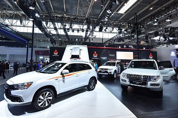 2016北京國際汽車展上的三菱展區一景。（Xiaolu Chu/Getty Images）