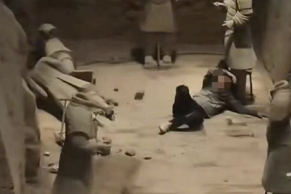 5月30日，西安秦始皇兵马俑博物馆遭一名男子恶意推倒、损坏三尊兵马俑。（网页撷图）