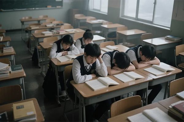(題圖由豆包生成，提示詞：學生，教室)
這些憂鬱的青少年，他們只是某種意義上的「早慧」，他們過早地感知了現實水溫，理解了某種規則的殘酷。