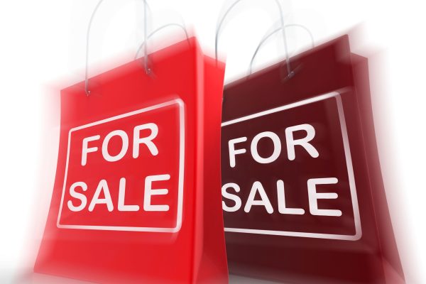 For Sale Shopping Bags Represent Retail Selling and Offers