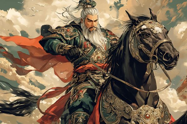 Artistic Style Painting of Ancient Chinese General Ancient Chinese Soldier Riding a Horse Aspect 16:9
