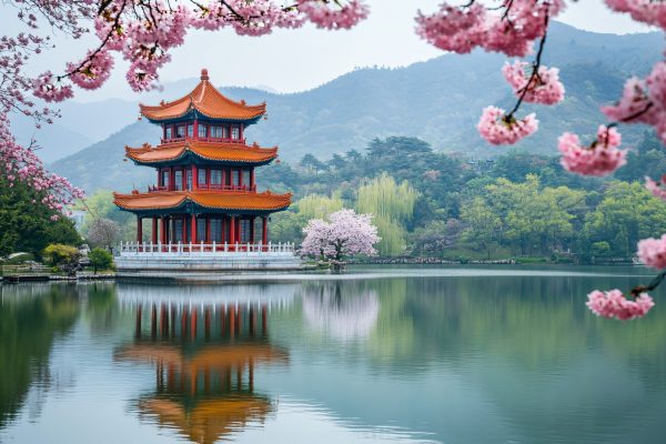 chinese temple in lake